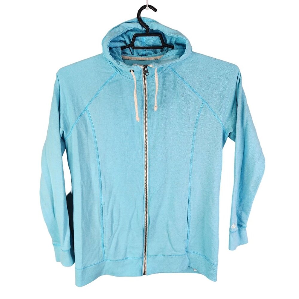 Womens Light Blue Champion Authentic Hoodie Jacket Full Zip Long Sleeve Size 1X
